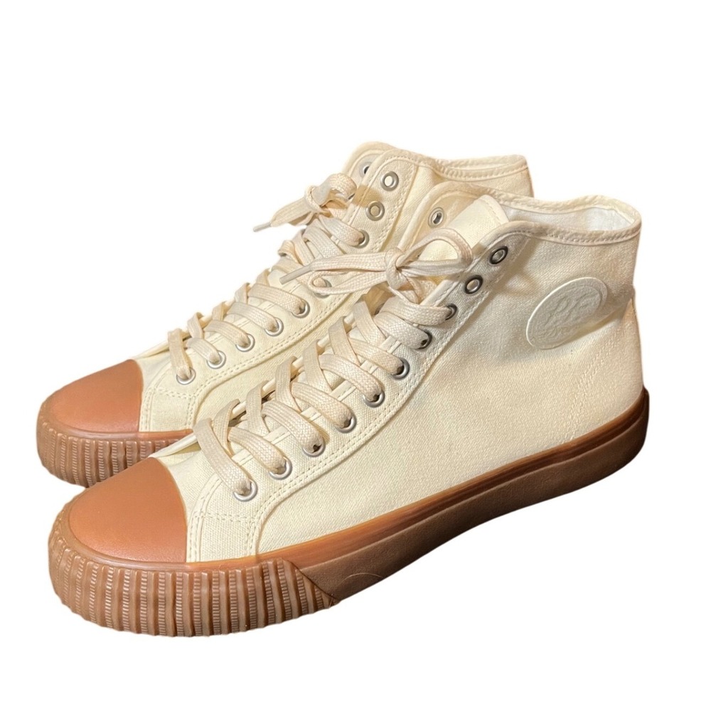 PF Flyers Center Hi Sneakers Mens 11 Cream Gum Sole Canvas High Top Shoes